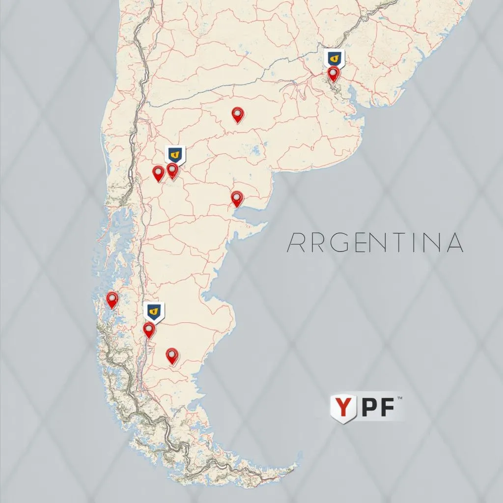 Mapa de estaciones YPF en Argentina
